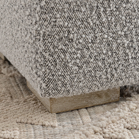 Bouclé Square Ottoman – BlackWhite Modern Footstool | Small Upholstered Ottomans | Kinwell Furniture | Minimalist Cube Poufs